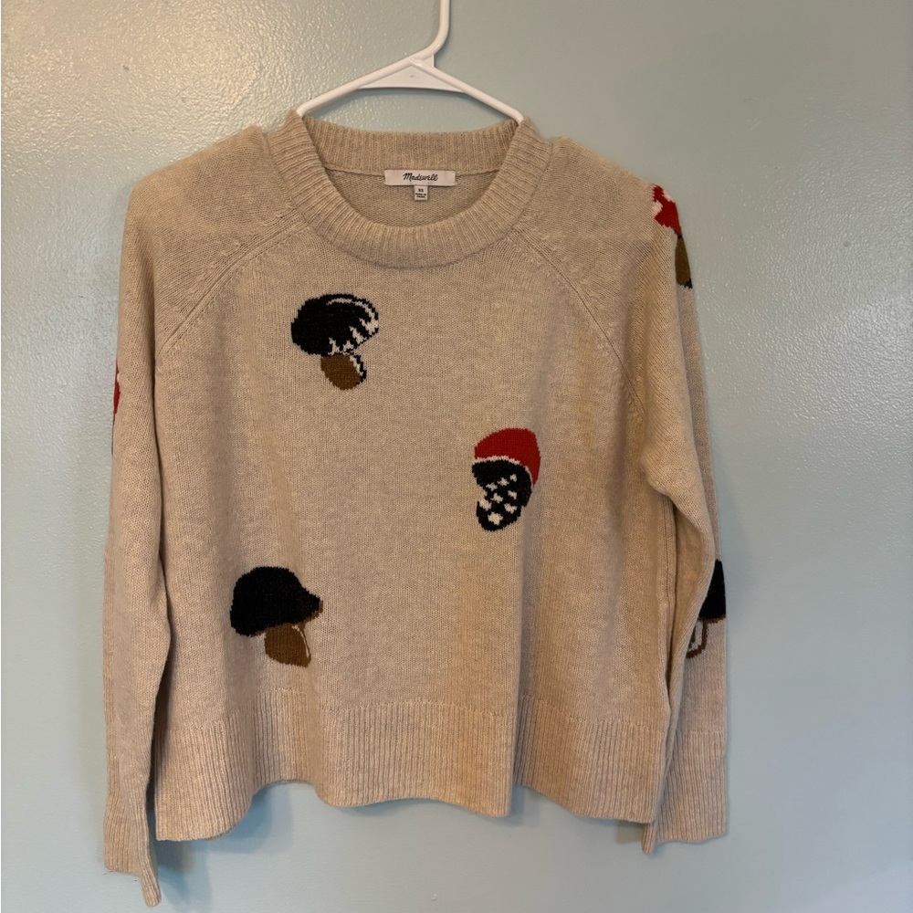 Madewell Mushroom Intarsia Pullover sweater wool blend XS